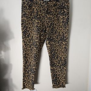 Lane Bryant MidRise Super Stretch Skinny Jean Leopard print frayed hem Size 18